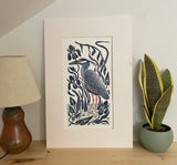 Night Heron and Crayfish. Hand pulled with 13x19 mat
