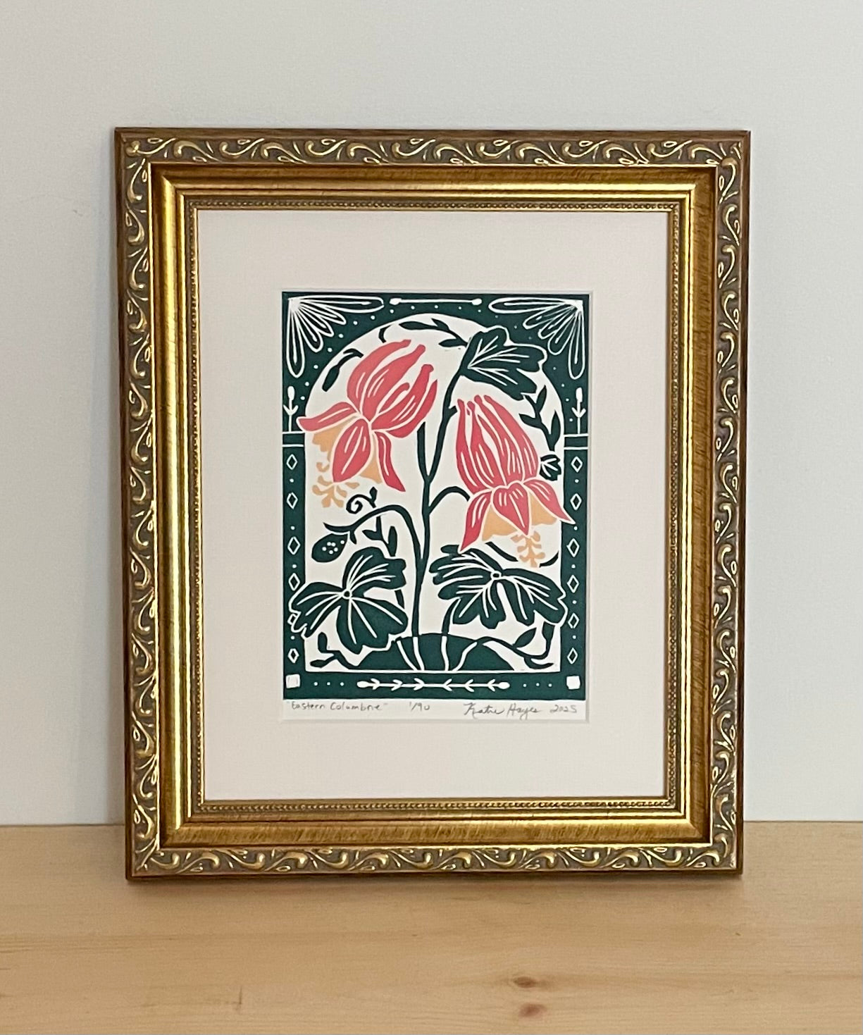 Eastern Columbine Mini Print with 8x10 matboard, Limited Edition of 90
