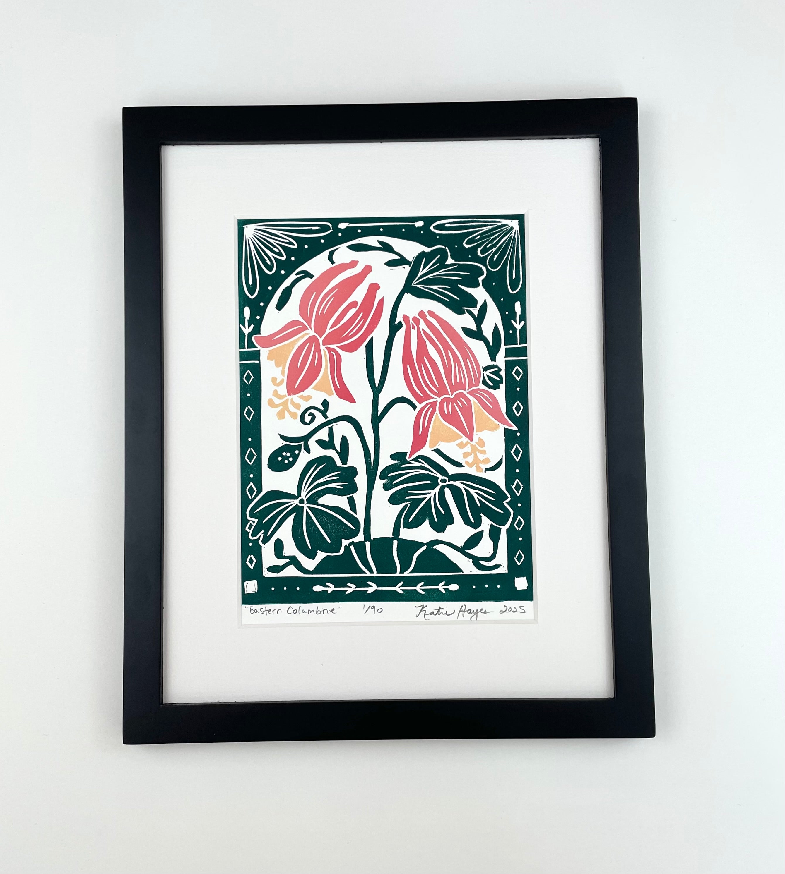 Eastern Columbine Mini Print with 8x10 matboard, Limited Edition of 90