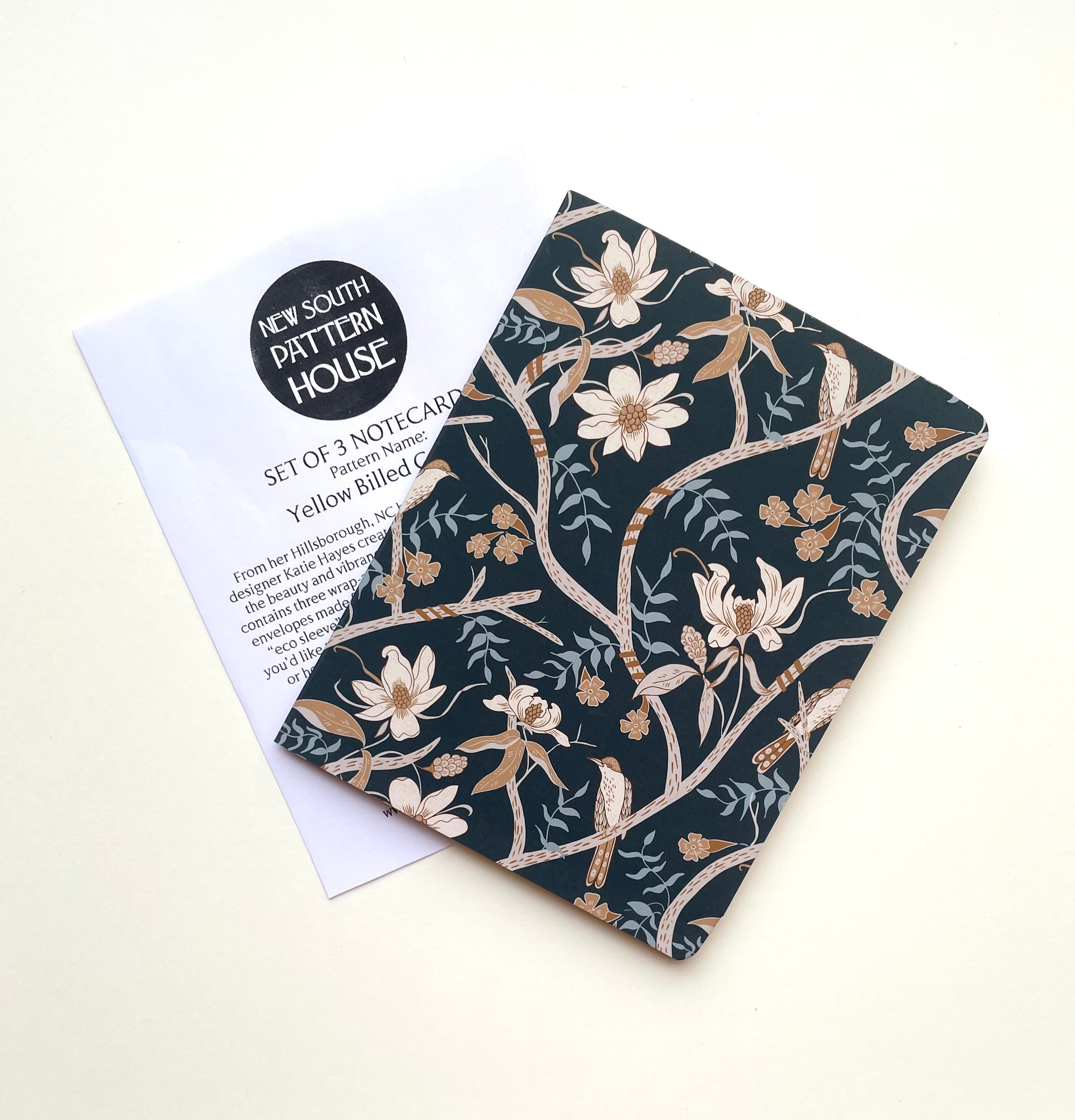 Yellow Billed Cuckoo, Dark Teal- Notecard, Set of 3