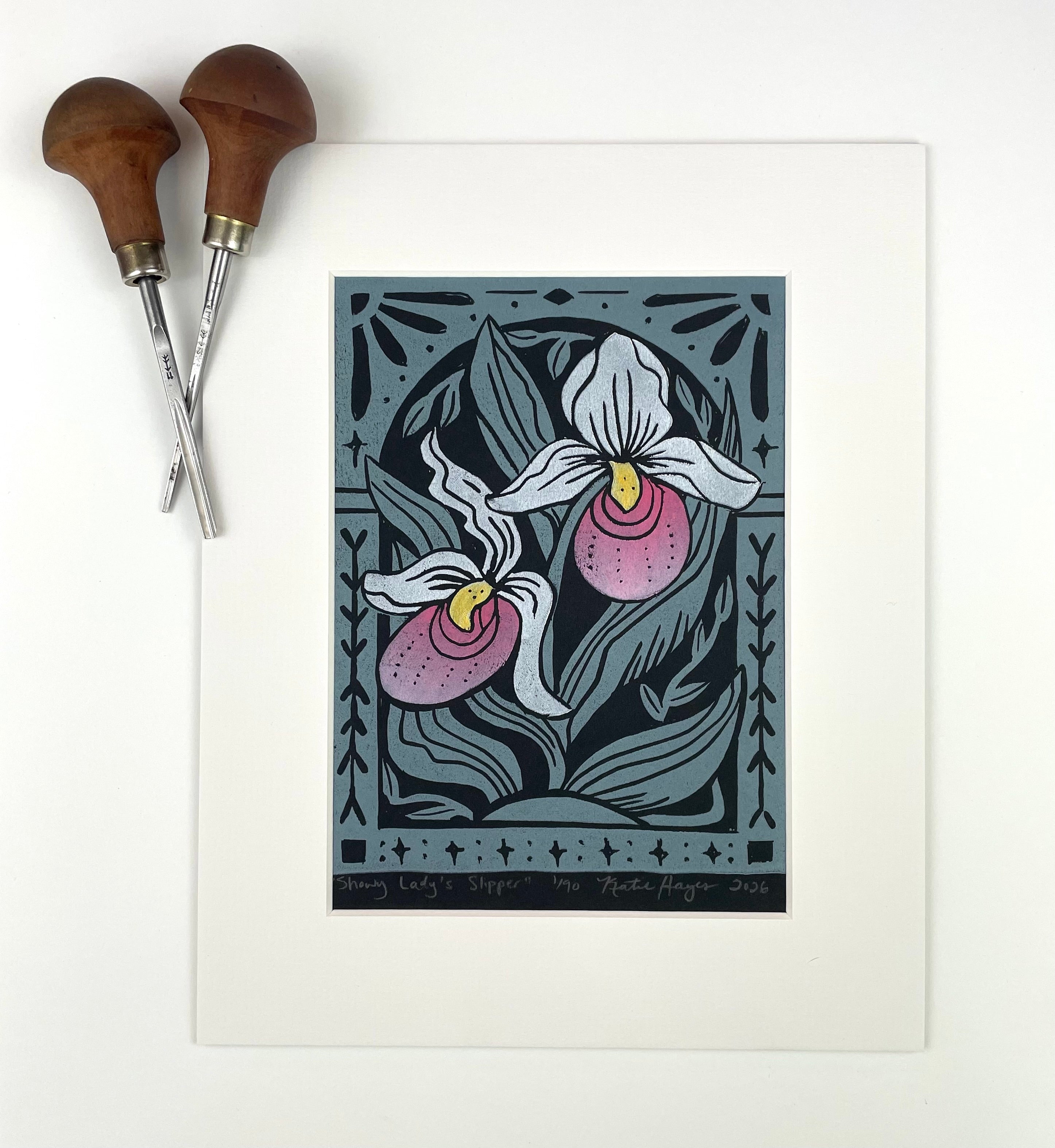Showy Lady's Slipper Mini Print with 8x10 matboard, Limited Edition of 90