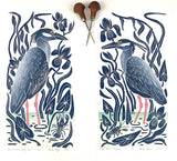 Yellow-Crowned Night Heron. Hand pulled with 13x19 mat