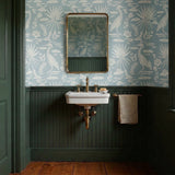 Low Country Egret, White on Historical Blue, Large Wallpaper