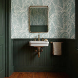 Alligator River, Pale Blue/Green on White, Large Wallpaper
