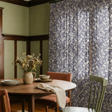 Peck and Plume- White on Navy with block printed linen texture -Medium, 18 inch repeat Fabric