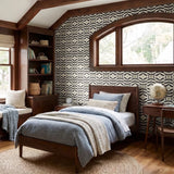 Botanical Diamonds, Black and Tan, Medium Wallpaper