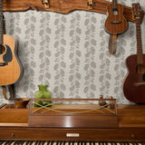 Falling Oak Stripe, Fawn on Natural, Medium Wallpaper