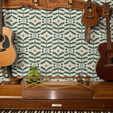 Botanical Diamonds, Pine on Cream, Medium Wallpaper