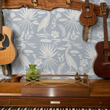 Low Country Egret, Anne's Blue on Bright White, Large Wallpaper