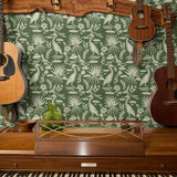 Low Country Egret, White on Moss Green, Medium Wallpaper