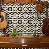 Botanical Diamonds, Black and Tan, Medium Wallpaper