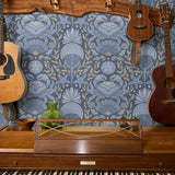 Tidal Pool, Soft Blue on Navy, Large Wallpaper