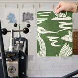 Low Country Egret, White on Moss Green, Large Wallpaper