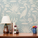 Low Country Egret, White on Historical Blue, Large Wallpaper