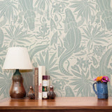 Alligator River, Pale Blue/Green on White, Large Wallpaper