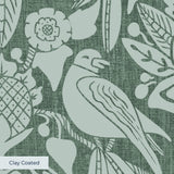 Ornate Art Nouveau floral pattern with stylized lotus flowers and foliage in sage green tones