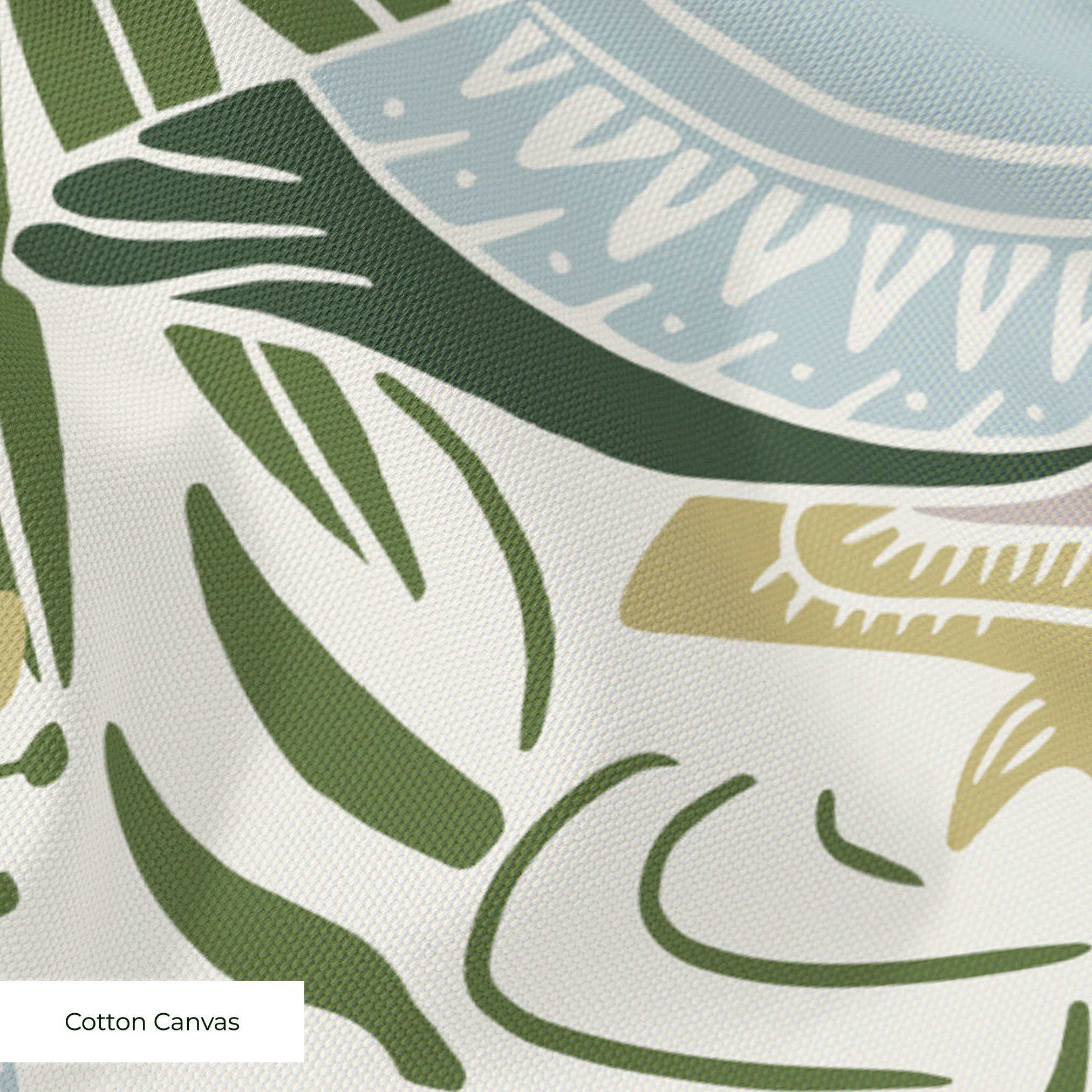 Eno River Green and Gold - Large 18 inch wide repeat  Fabric