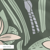 Great Blue Heron, Green and Slate - Large 12 inch wide repeat  Fabric