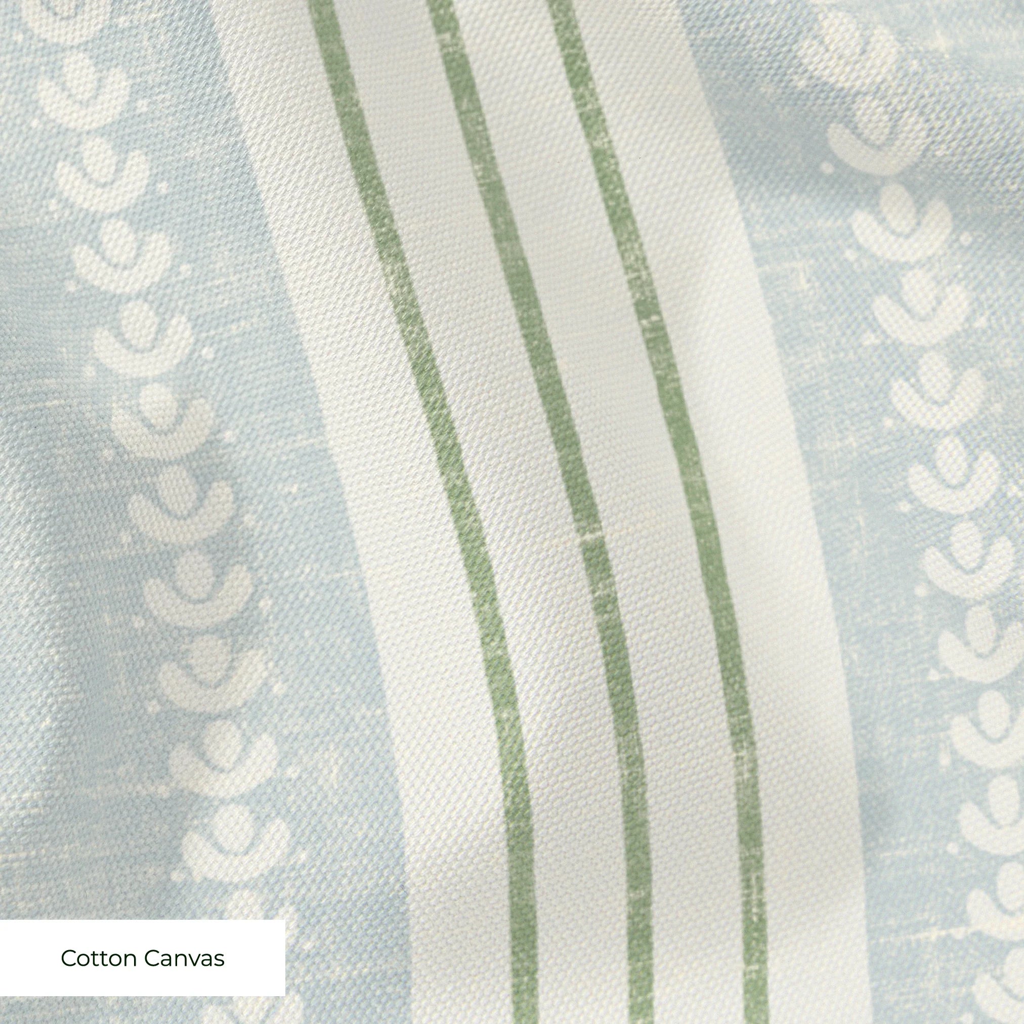 Beaufort Trio Stripe, Pale Blue and Green, Medium 12 inch wide repeat Fabric