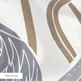 Decorative pattern with gray herons, beige rabbits, and coral-red flowers on white background