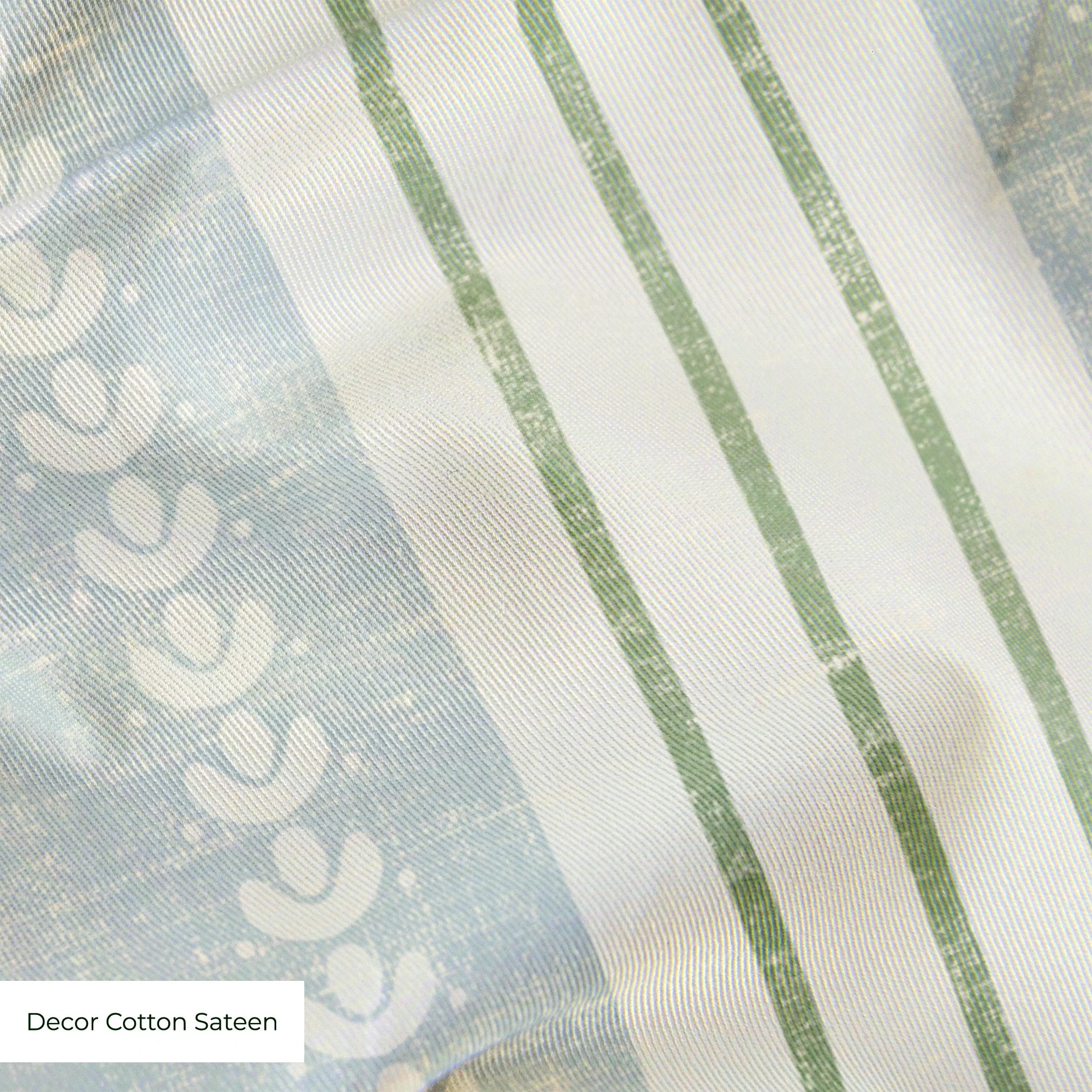 Beaufort Trio Stripe, Pale Blue and Green, Large 18 inch wide repeat Fabric