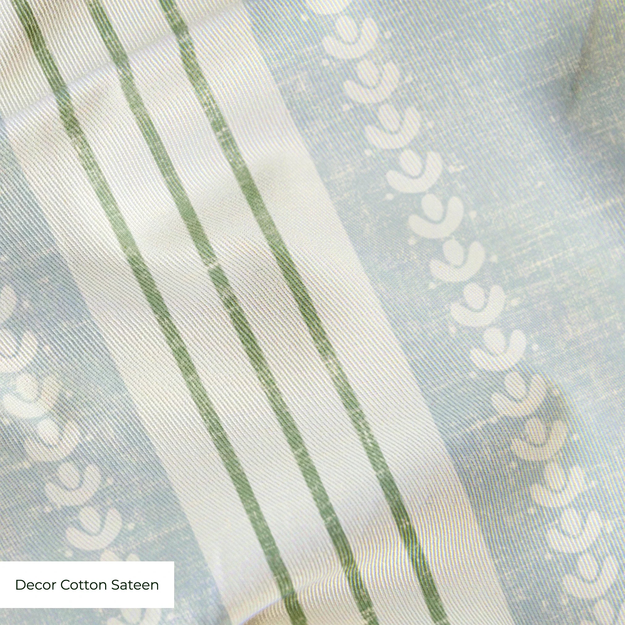 Beaufort Trio Stripe, Pale Blue and Green, Medium 12 inch wide repeat Fabric