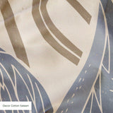 Decorative pattern with blue herons, beige cranes, and red flowers on cream background