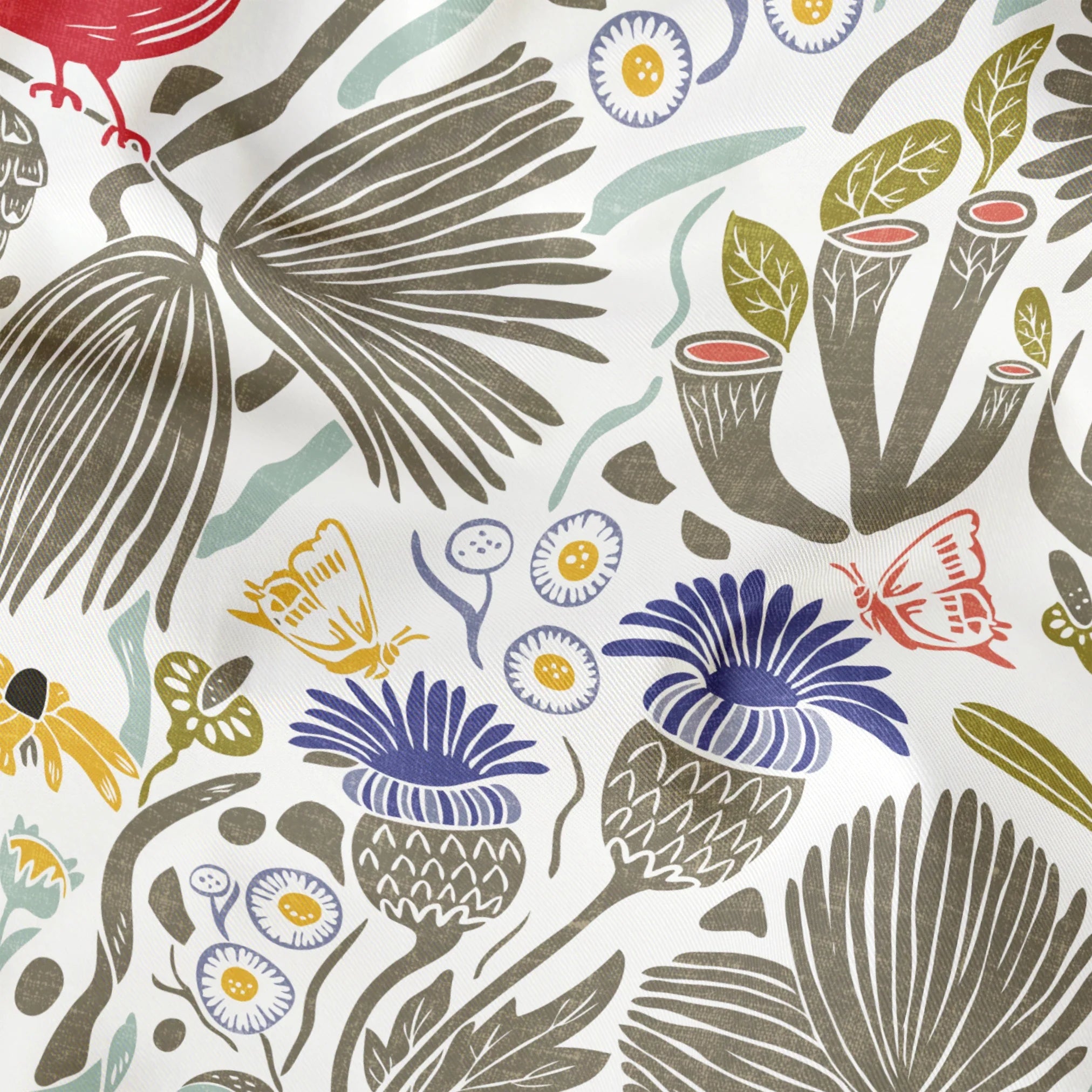 Peck and Plume, Brighter White with Texture, Large 24 inch wide repeat Fabric