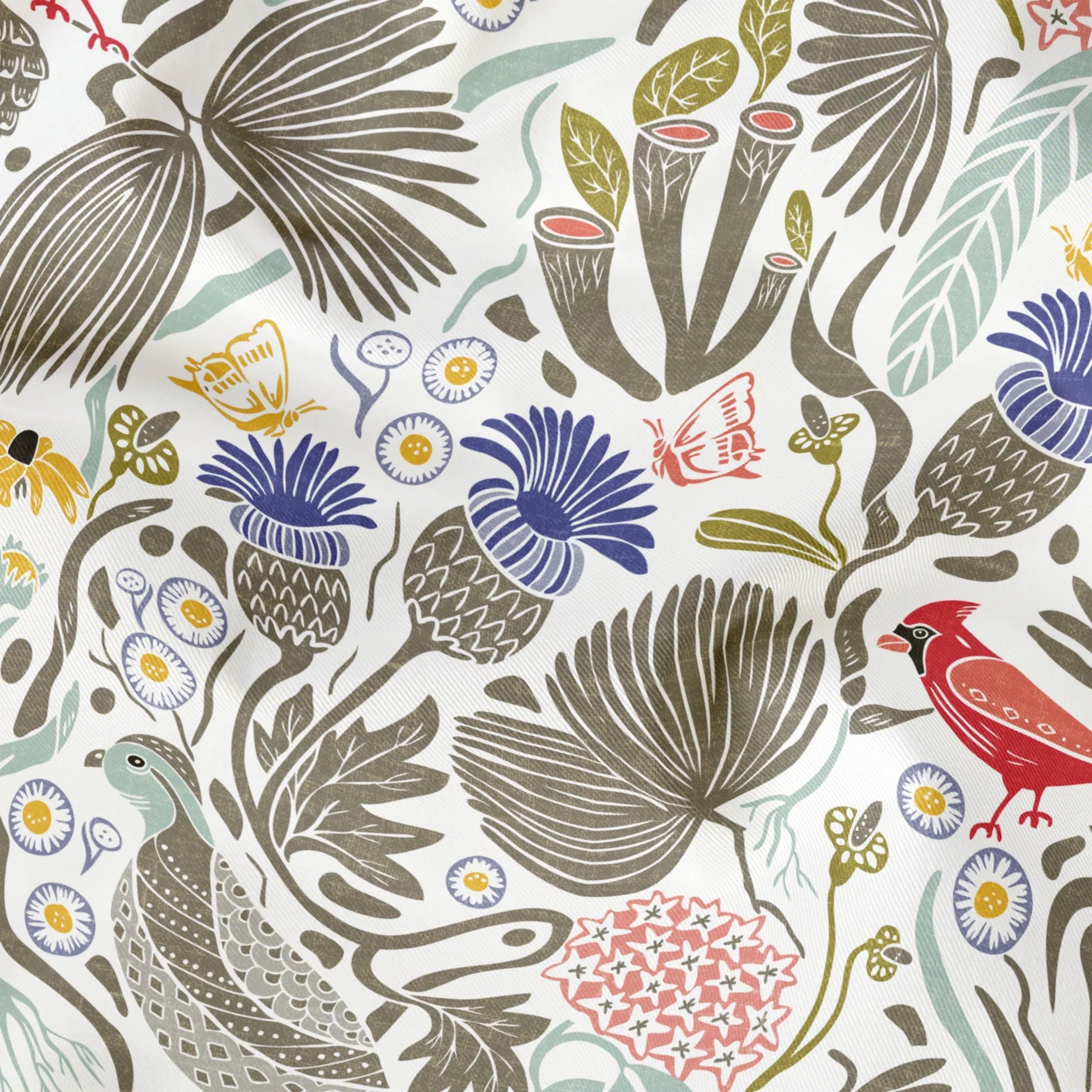Peck and Plume, Brighter White with Texture, Medium 18 inch wide repeat Fabric