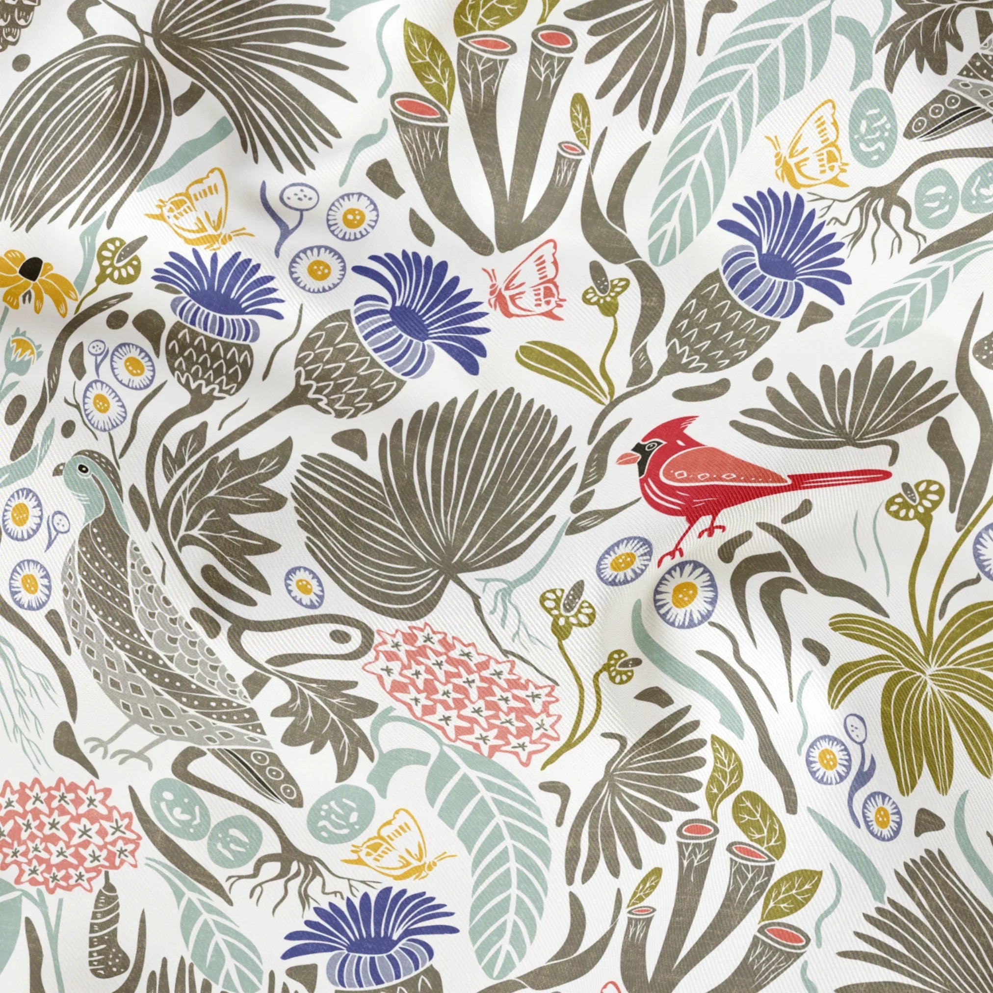 Peck and Plume, Brighter White with Texture, Small 14 inch wide repeat Fabric