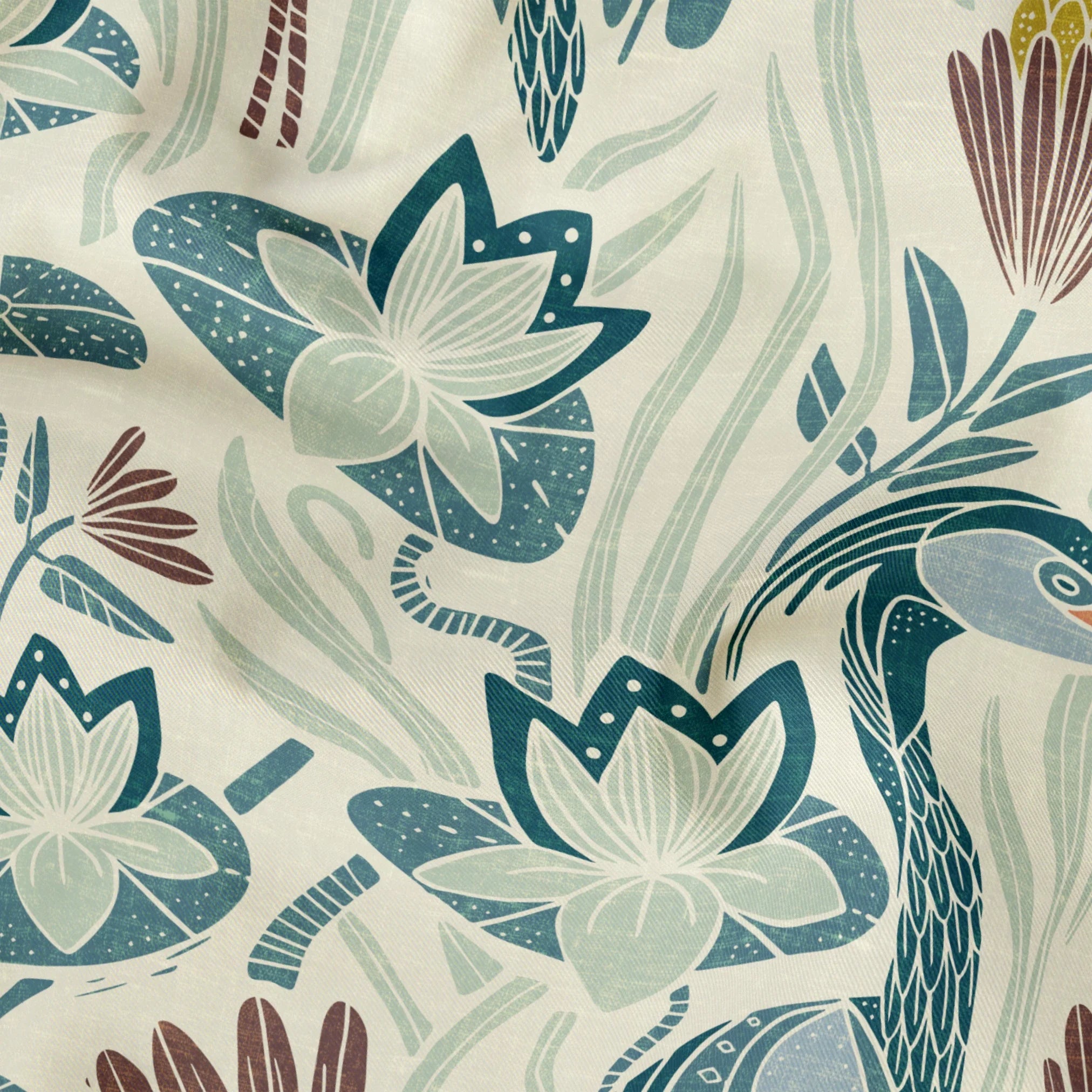 Great Blue Heron, Bold, With Texture, Large 12 inch wide repeat Fabric