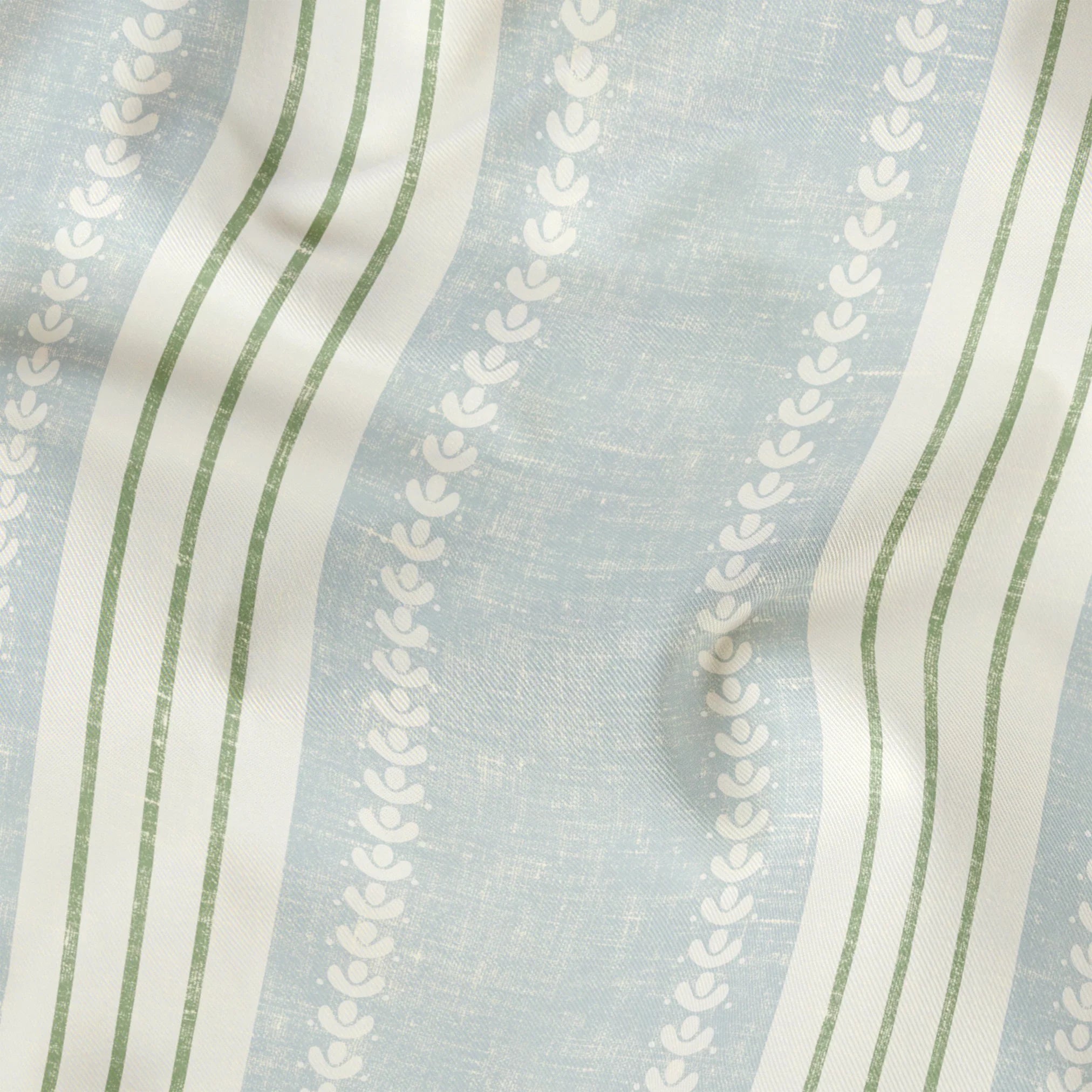 Beaufort Trio Stripe, Pale Blue and Green, Large 18 inch wide repeat Fabric