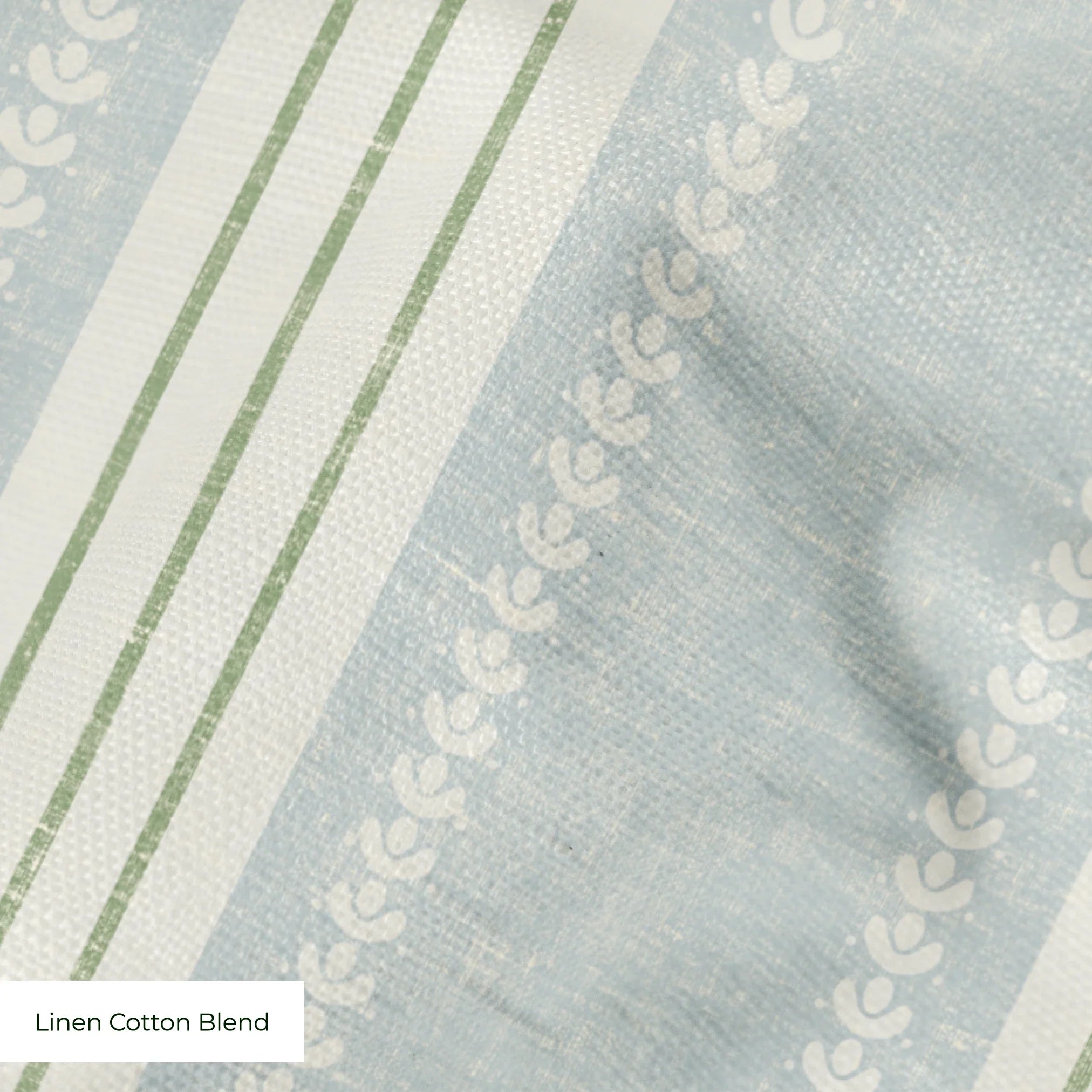 Beaufort Trio Stripe, Pale Blue and Green, Medium 12 inch wide repeat Fabric