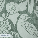 Ornate Art Nouveau floral pattern with stylized lotus flowers and foliage in sage green tones