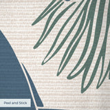 Birds and pine cones on branches in blue, green, and beige decorative pattern