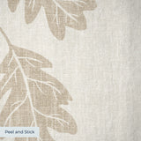 Beige oak leaf pattern on cream textured background with acorns and branches
