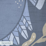 Symmetrical decorative pattern with crabs, starfish, and seashells in blue and gold tones