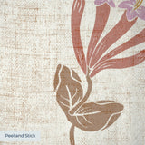 Decorative pattern with blue birds, rust-colored flowers, and brown foliage on cream background