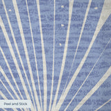 Blue and gray tropical palm fronds pattern on light textured background