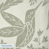 Symmetrical art nouveau botanical pattern with protea flowers, moths, and foliage in sage green on c