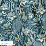 Great Blue Heron, Multi Blue Green Yellow - Small 6 inch wide repeat  Fabric