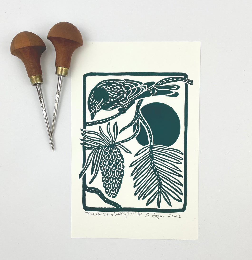 Pine Warbler, Artist Proof, Green- Pre-orders only
