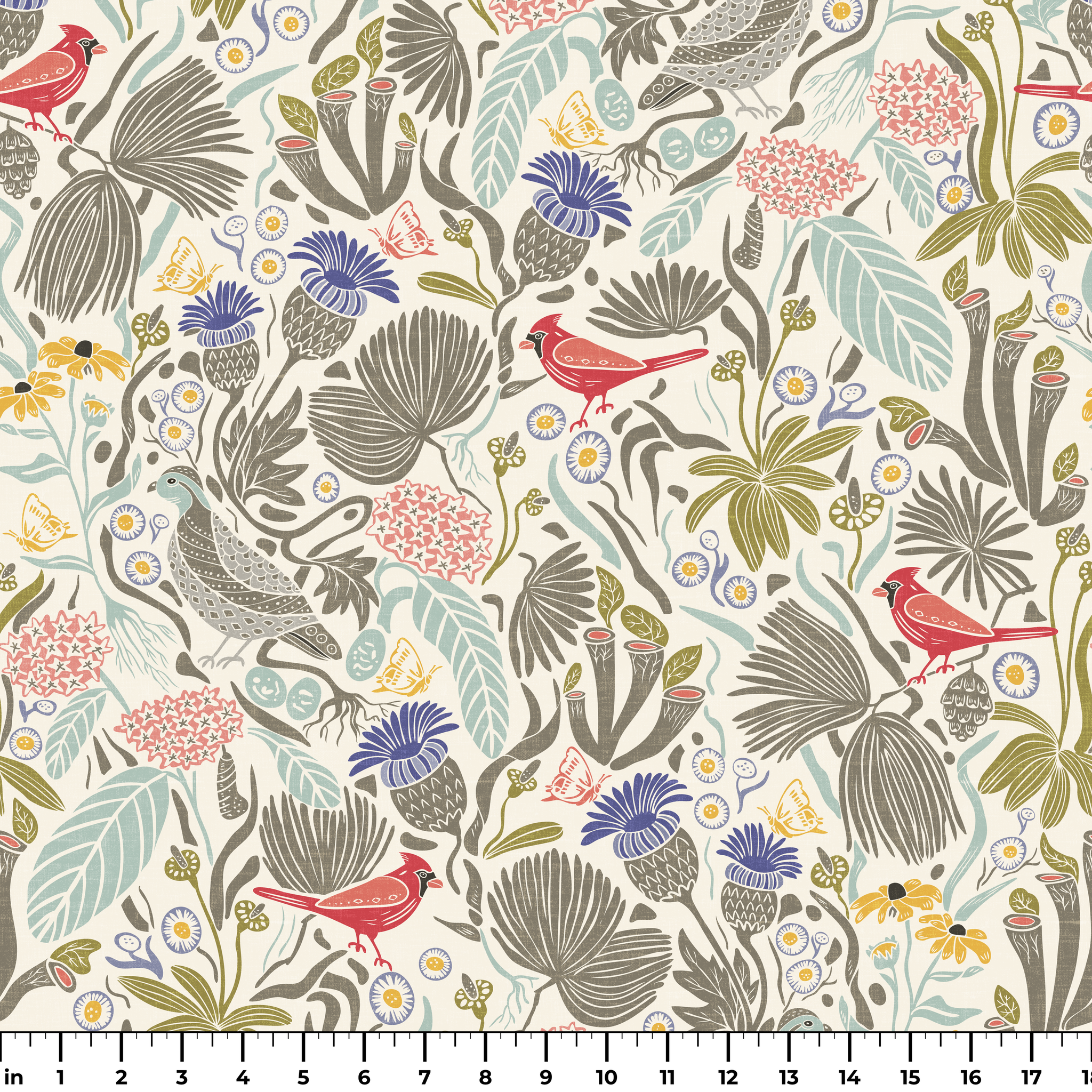 Peck and Plume, Light with Texture, Medium 18 inch wide repeat Fabric