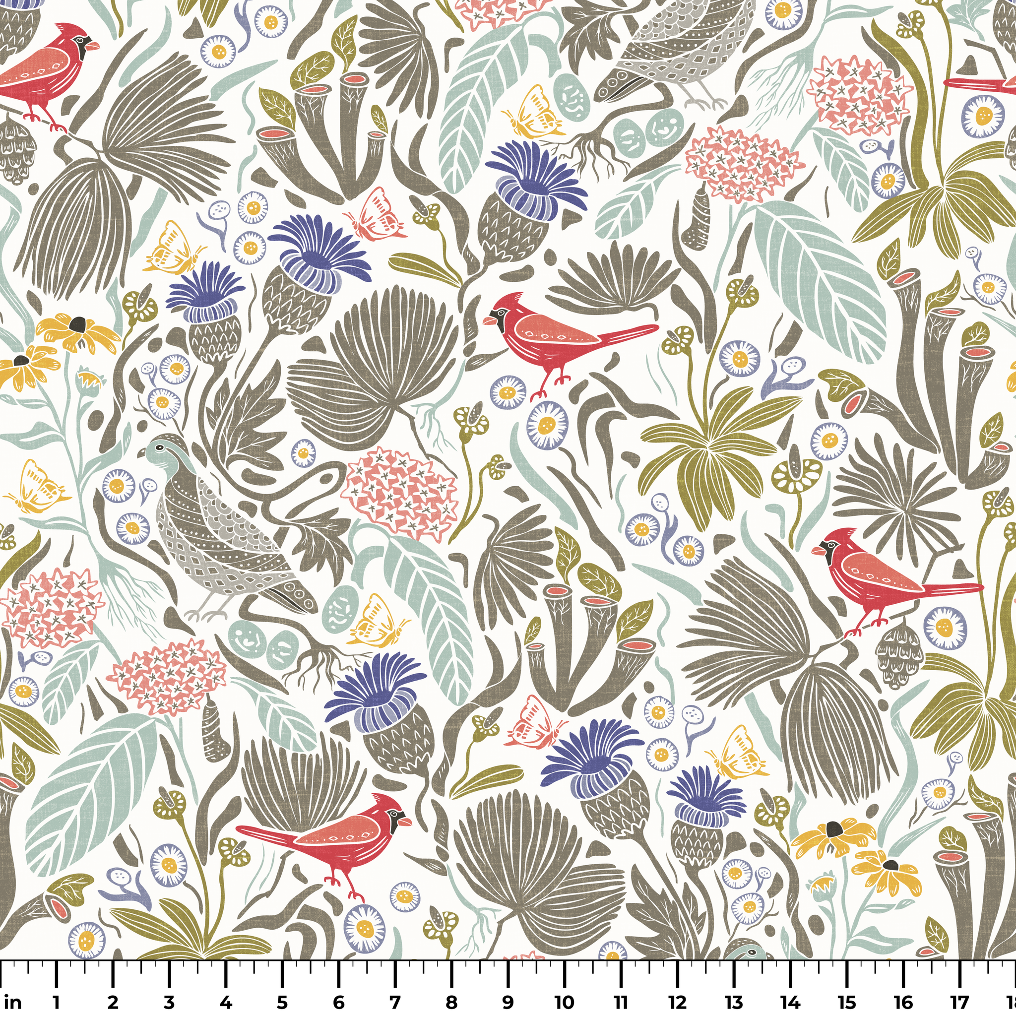 Peck and Plume, Brighter White with Texture, Medium 18 inch wide repeat Fabric
