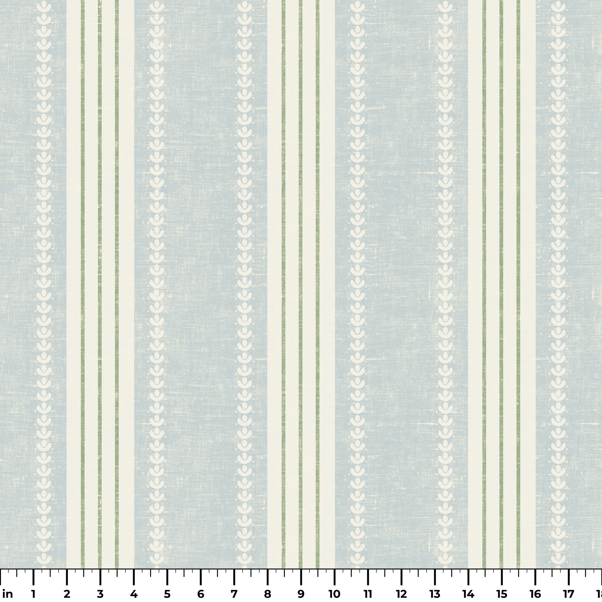 Beaufort Trio Stripe, Pale Blue and Green, Large 18 inch wide repeat Fabric