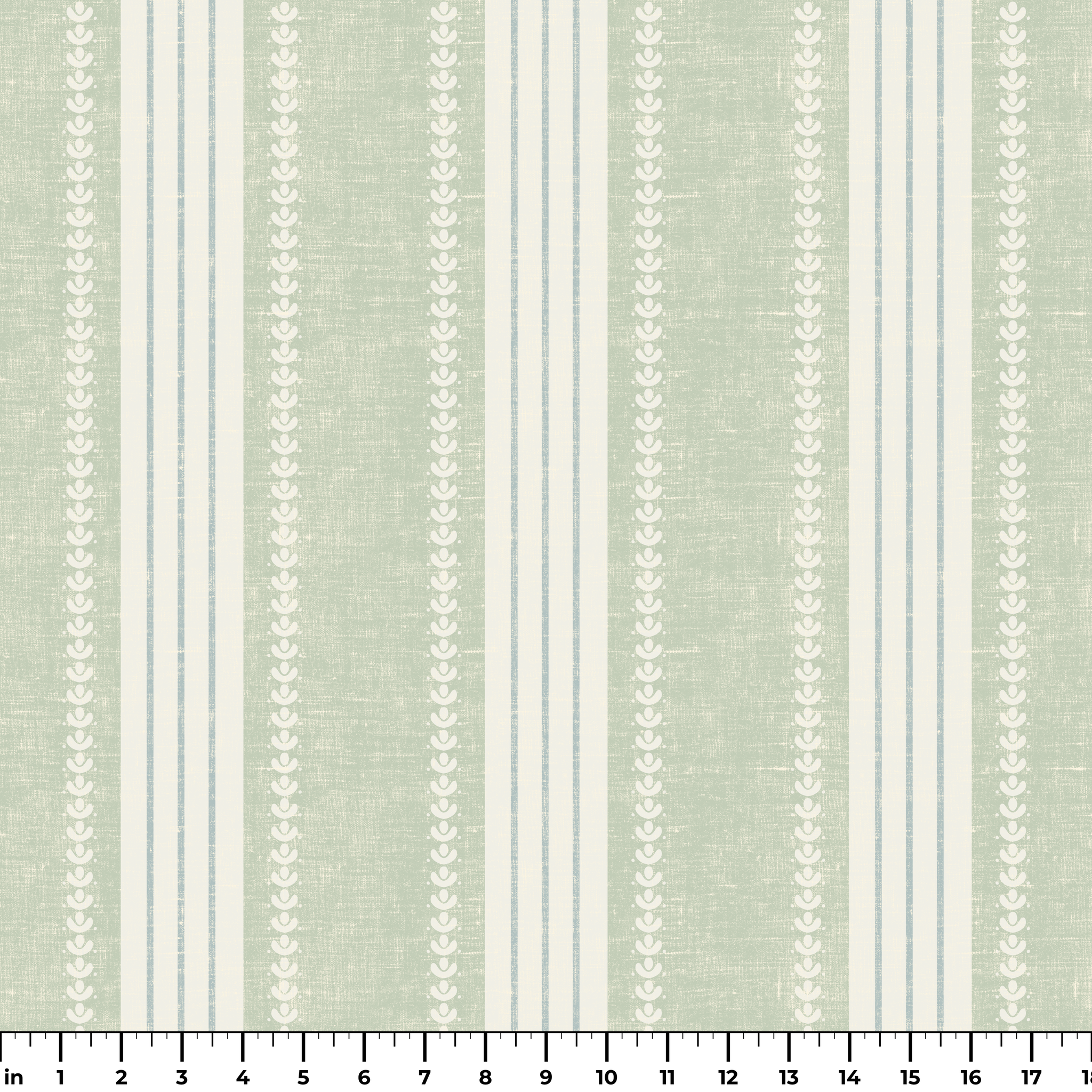 Beaufort Trio Stripe, Pale Green, Large 18 inch wide repeat Fabric