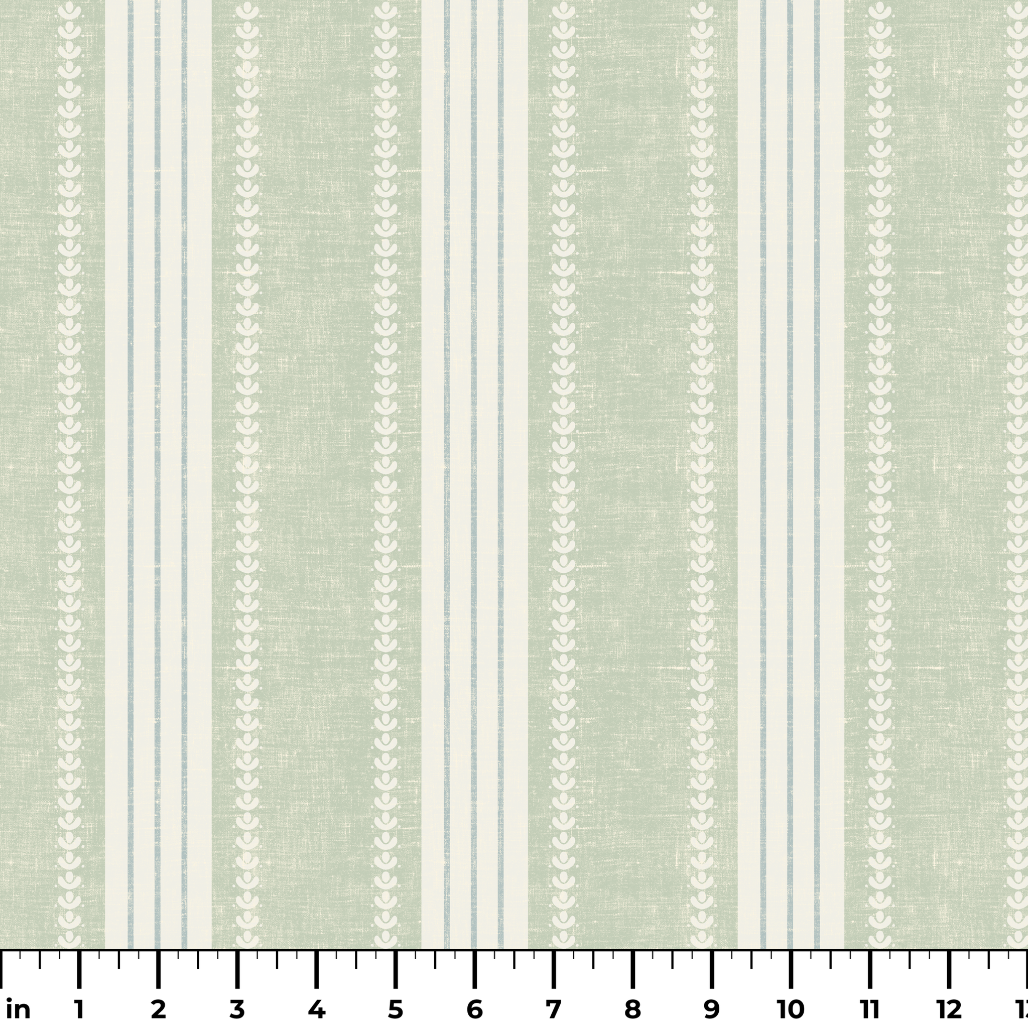 Beaufort Trio Stripe, Pale Green, Medium 12 inch wide repeat Fabric