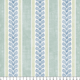Fiddlehead Stripe, Blue and Bright Green, 24 inch wide repeat Fabric