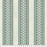 Fiddlehead Stripe, White on Dark Green, 24 inch wide repeat Fabric