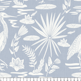 Low Country Egret, Anne's Blue on Bright White, Large Wallpaper